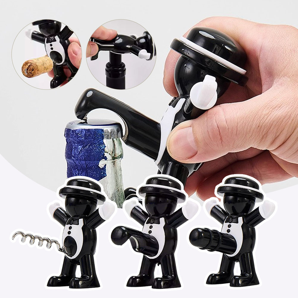 Wine Beer Red - Black Cool Man Bottle Opener Effortless