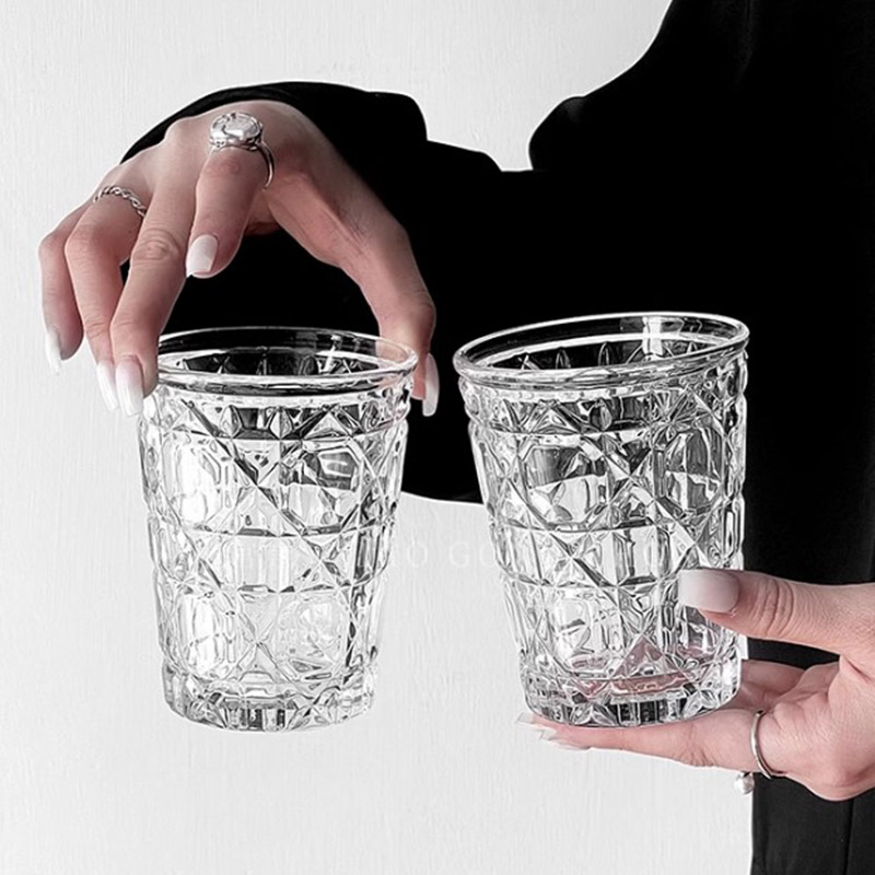Wine To Beer To Liquor - 2pcs 310ml Vintage Diamond Patterned Western