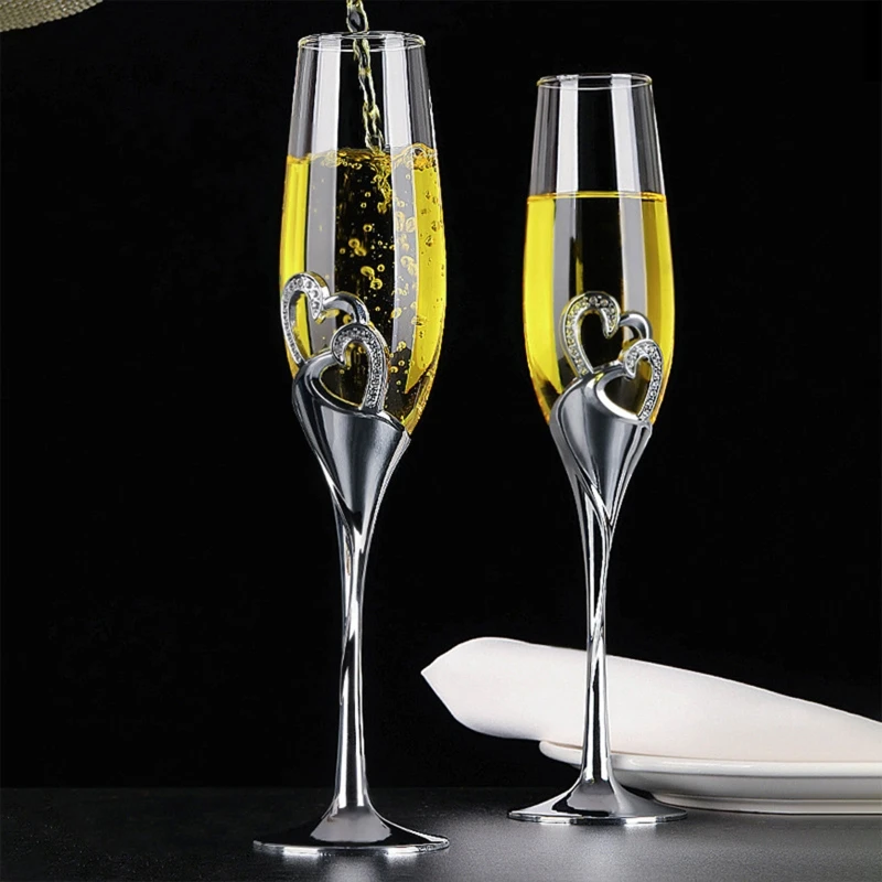 Champagne Flute Pair - 2pcs Wedding Champagne Glass Set Toasting