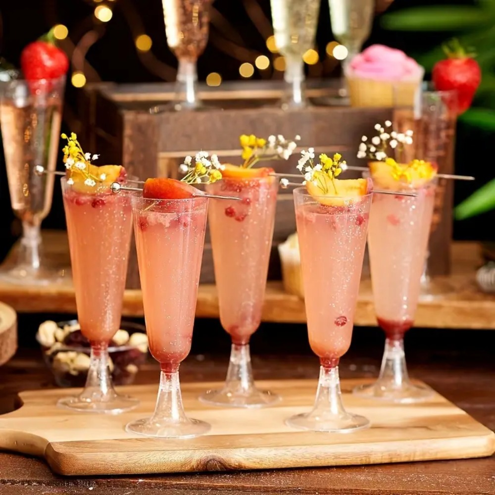 Champagne Flute Pair - 10pcs Clear Plastic Champagne Flute Goblet