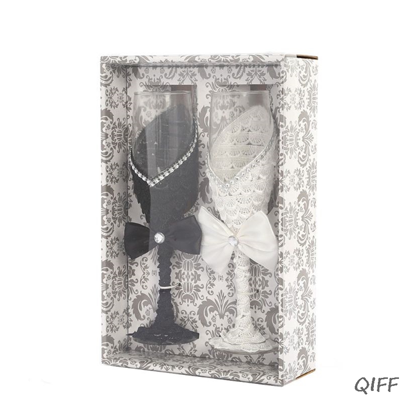 Champagne Flute Pair - 1Pair Handmade Wedding Dress Champagne Flutes