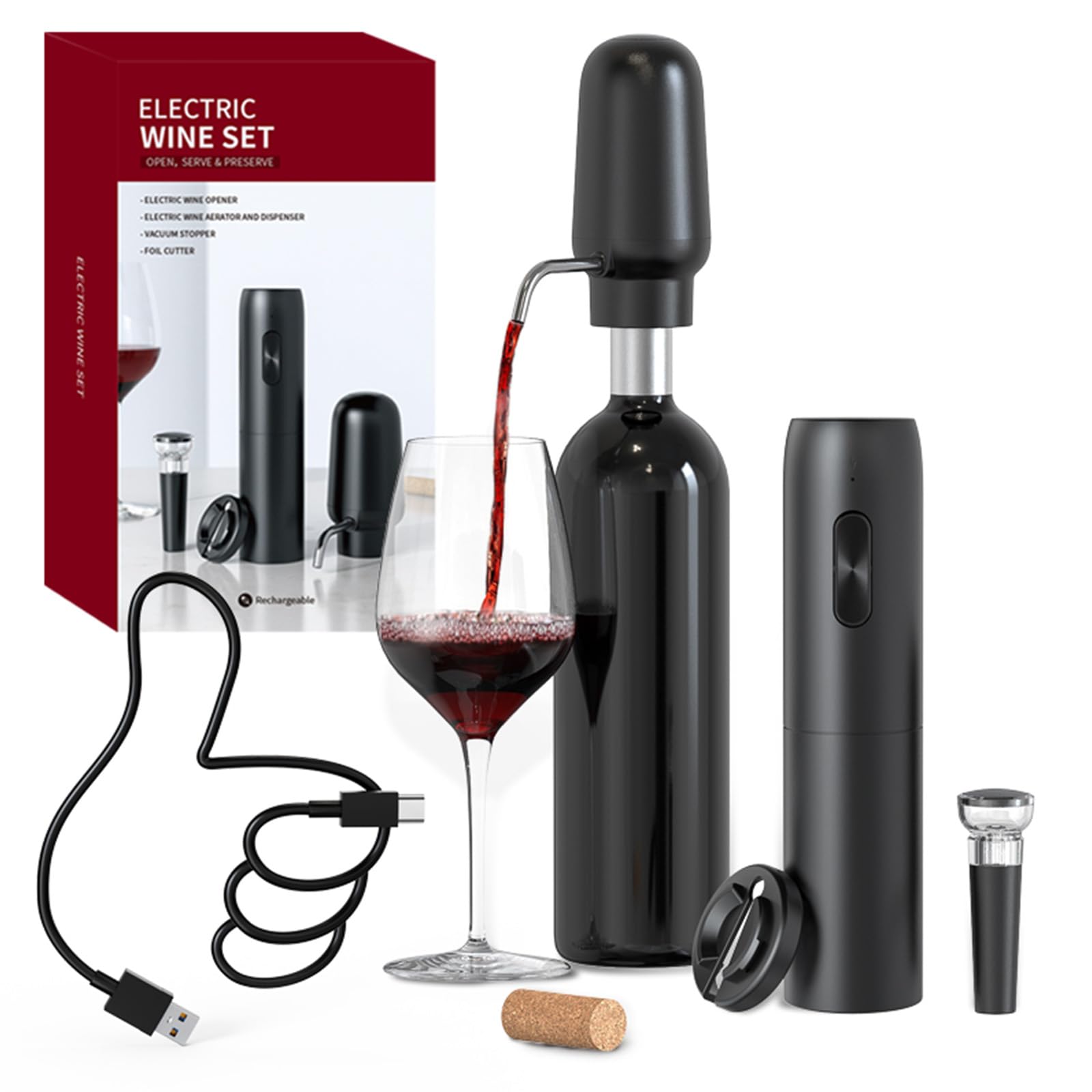 Decanter Aerator Set - Intelligent Electric Wine Aerator 4-In-1 Wine