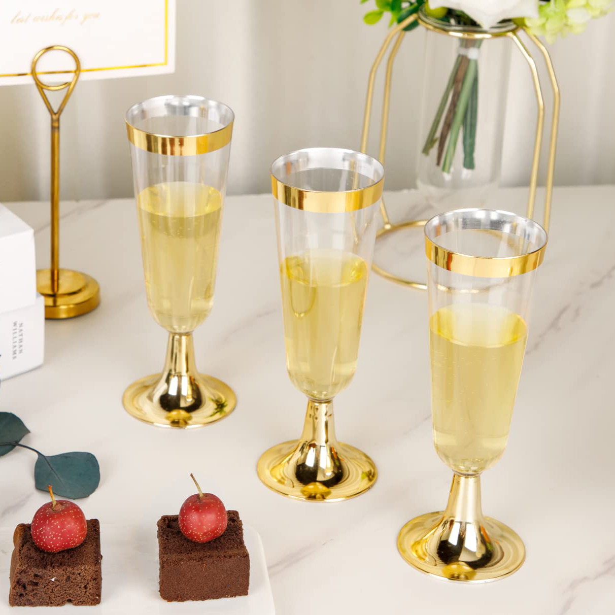 Champagne Flute Pair - 50pcs 5OZ Disposable Wine Cup Party