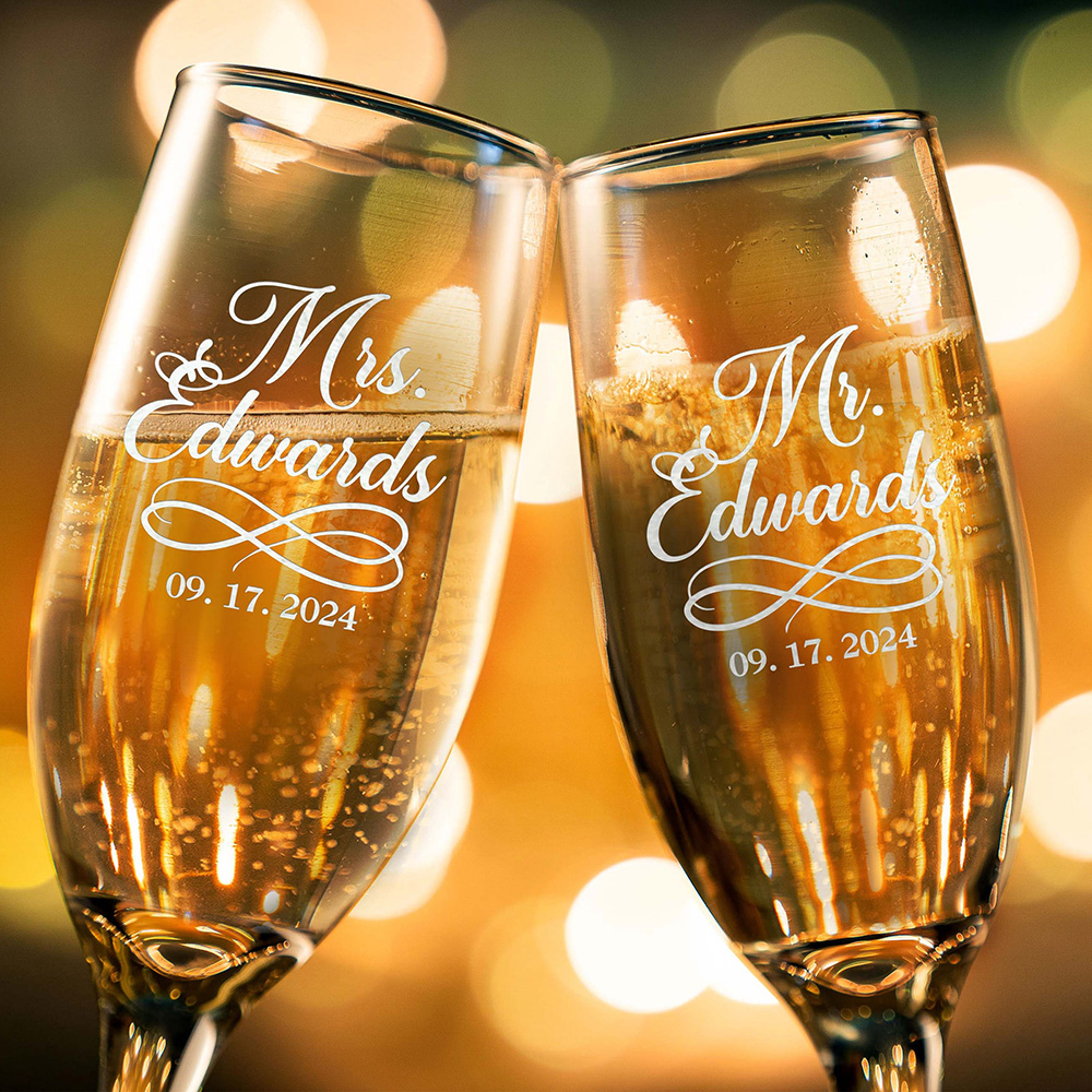 Champagne Flute Pair - Personalizedd Set of 2 Champagne Flutes