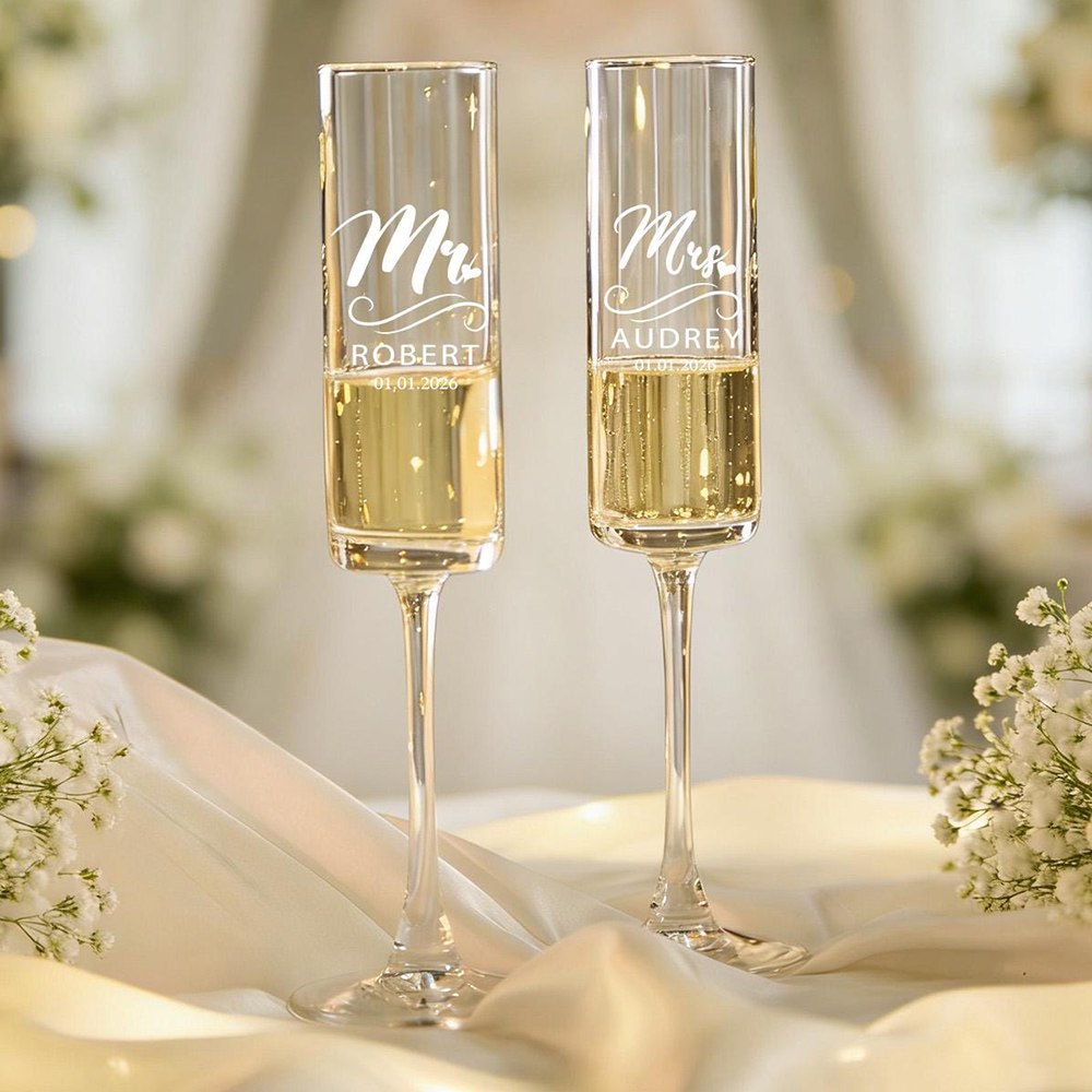 Custom Wedding Wine Champagne  - Champagne Flute Pair recension och pris